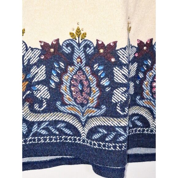 Alfred Dunner Women's Top Rhinestone Boho Designer Fantasy Moroccan Y2K XL - Picture 2 of 9